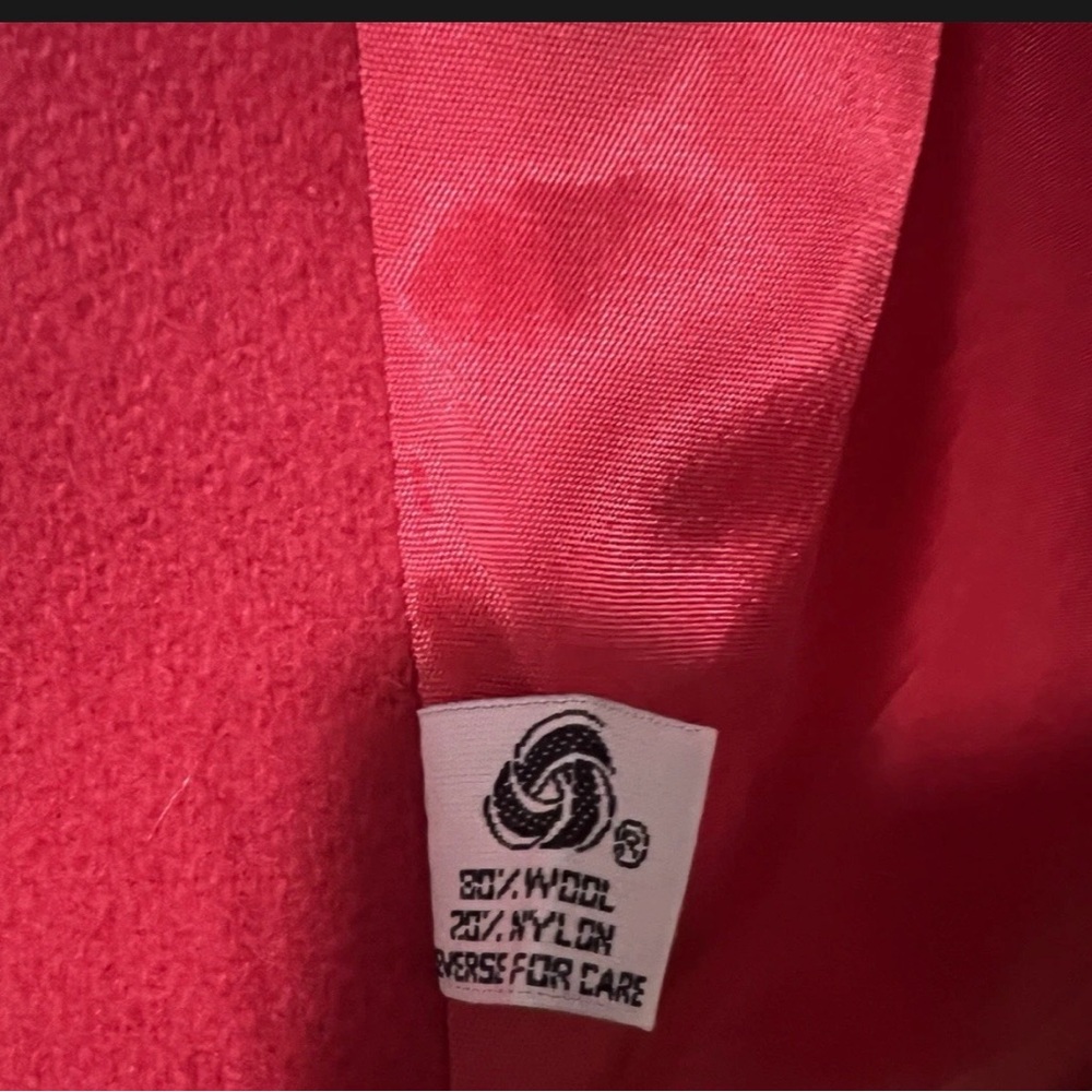 Vintage Beau Brem Red Winter Wool High Neck Maxi Coat Peacoat Womens sz 18T Loop - Picture 8 of 11